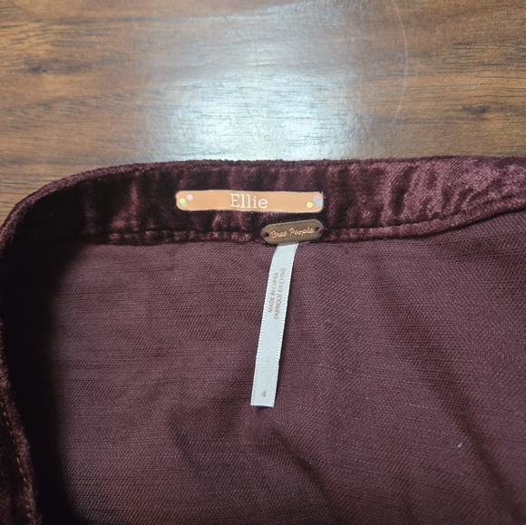 Free People One & Only Fit and Flare Burgundy Velvet Mini Skirt - Picture 8 of 9